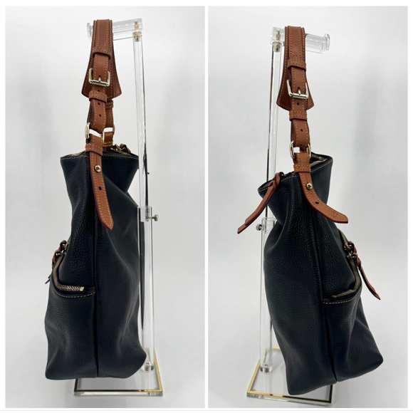 Dooney & Bourke Dillen Pocket Sac Shoulder Bag Black British Tan - Picture 6 of 11